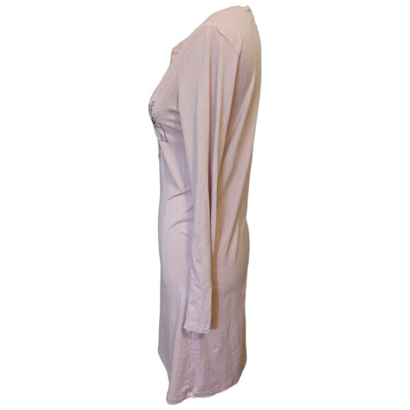 La Vie en Rose Soft Pink Nightgown Sleepshirt Casual Pajama Christmas Cats XS - Picture 8 of 12